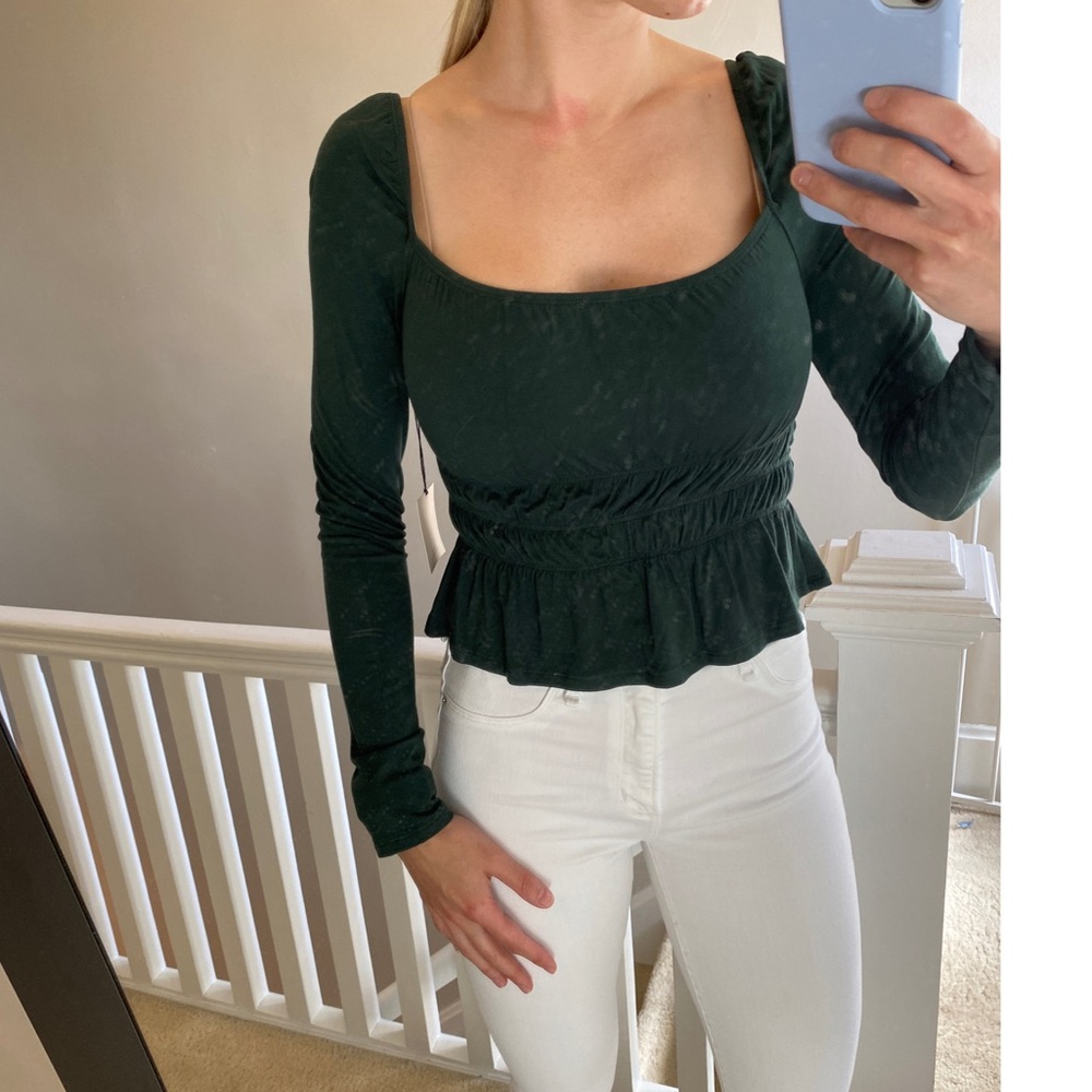 Super Down Hunter Green Long-Sleeve Crop Top